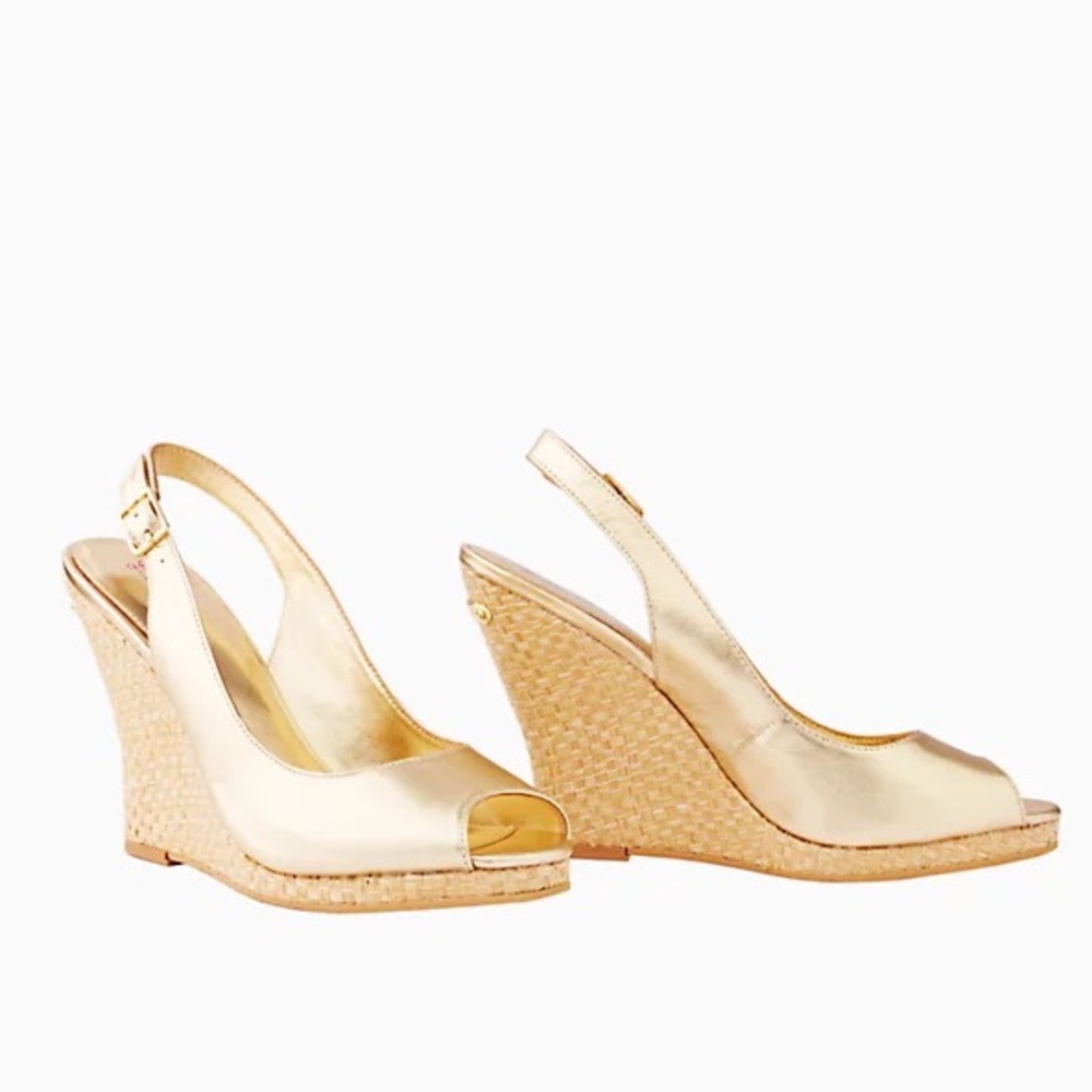 NIB lilly Pulitzer Kristin wedge gold
